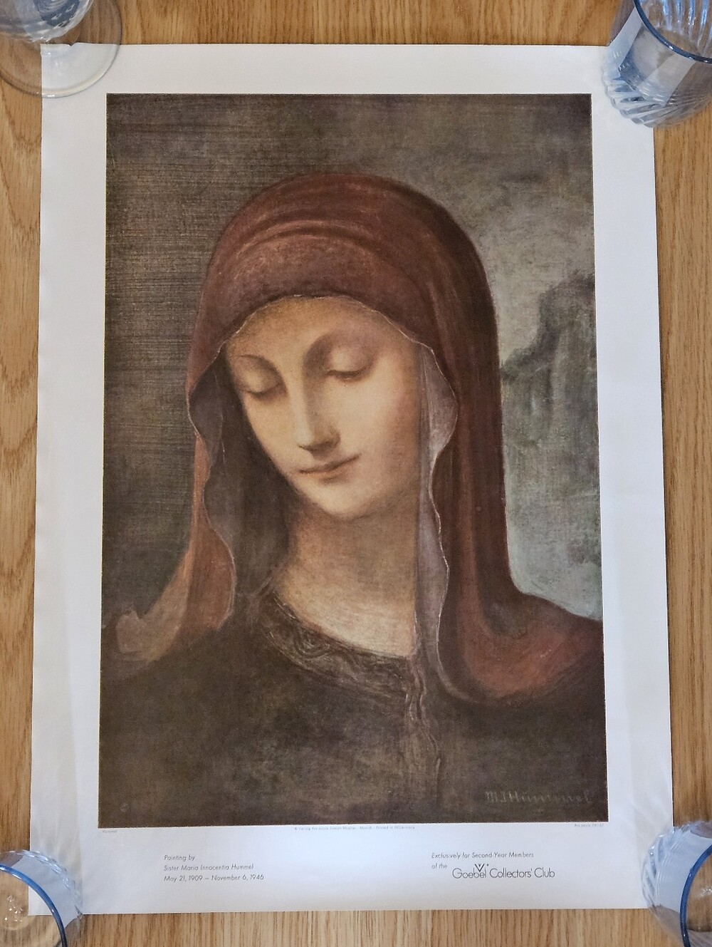 Vintage Goebel Collectors Club M.I. Hummel Virgin Mary Art Print 28137 W/Tube